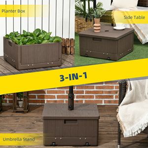 Base per Ombrellone da Esterno 3-in-1 con Ruote, Capacità 79 kg, Struttura in Acciaio, Tavolino da Caffè e Fioriera - Product Image 4