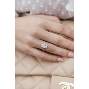 แหวนนิ้วดีไซน์เนอร์สุดพิเศษสำหรับผู้หญิง ชุบทอง 14K ประดับเพชรทรง Asscher แหวนหมั้นแบบฝังเพชรทรงเรขาคณิตคลาสสิก - Product Image 1