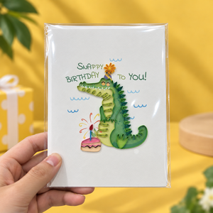 Carte de vœux artisanale personnalisée sur le thème du crocodile, idéale pour les anniversaires, en papier de papeterie, cadeau, vente en gros, Vietnam - Product Image 5