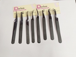 Pince à épiler noire en acier inoxydable pour extensions de cils, kit de pinces à isolation et volume pour extensions de cils, marque privée - Product Image 6
