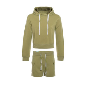 Servicio OEM, Conjunto de Sudadera con Capucha para Mujer, Venta Caliente, Logotipo Personalizado, Color Sólido, Informal, Alta Calidad, Transpirable, Ecológico, Poliéster/Algodón - Product Image 1