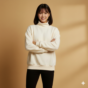 Pull col roulé épais pour femme, automne-hiver, surdimensionné, en polaire, écologique, séchage rapide, anti-plis - Product Image 1