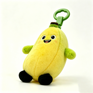 Peluche de plátano bordado personalizado, llavero de peluche con forma de plátano, llavero de peluche de plátano con cara sonriente, amuleto de peluche de plátano amarillo - Product Image 2