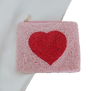 Pochette à monnaie brodée de perles de rocaille avec fermeture éclair, faite à la main, portefeuille brodé de perles de rocaille - Product Image 5