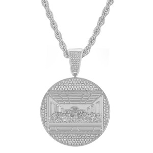 Collar con Colgante de Moda Hip Hop con Cadena Cubana de 13mm, Collares HipHop Iced Out, Conjuntos de Joyería con Colgante de la Última Cena - Product Image 2
