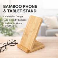 Support de chargeur sans fil en bambou 15W, charge rapide PD, organisateur de bureau en bois écologique, support de téléphone pour iPhone Android