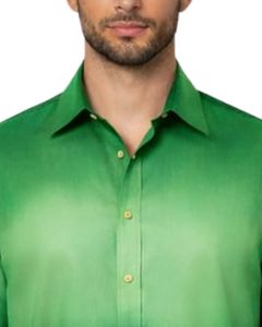 Chemise Formelle Homme Vert Émeraude Ombré en Coton Premium à Manches Longues Boutonnée Style Smart Casual Fabrication Personnalisée Fournisseur OEM - Product Image 5