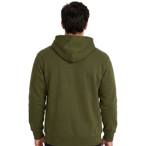 Men s Olive Green Hooded Sweatshirt Regular Fit Fleece Casual Solid Color Pocket Hoodie Autumn Wear - Product Image 2