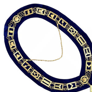 Collar Masónico de Alta Calidad para Maestro Masón de la Logia Azul, con Cadena Dorada y Reverso Azul - Product Image 2