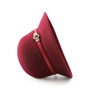 Fashion Faux Leather Strip Decoration Block Fedora Hats Shape Wool Hat for Women Men - Product Image 3