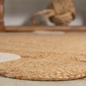 Bohemian Jute Round <b>Rug</b> Handcrafted Flat Weave Natural Fiber <b>Non</b> <b>Slip</b> Living Room Area <b>Rug</b> Spot Clean - Product Image 3