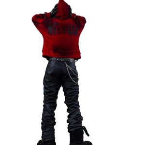 2026 Sweat à capuche zippé pour homme, personnalisé, délavé à l'acide, effet vieilli, patchwork, strass, coupe oversize et carrée, brodé - Product Image 4