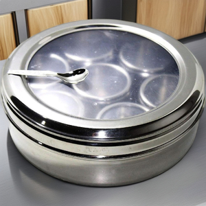 Caja de especias de doble tapa de acero inoxidable Mashala Dabba con función transparente para almacenamiento - Product Image 2