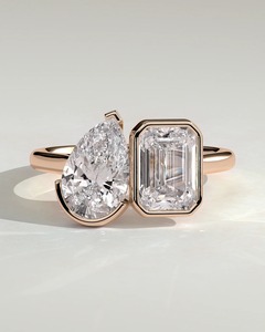 Anillo de compromiso Velentora Marquise y Pear Toi et Moi con diamantes cultivados en laboratorio, certificado por IGI - Product Image 1