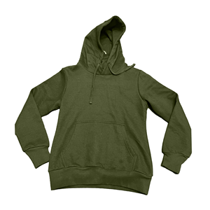 Unisex Dark Green Hooded Fleece <b>Jacket</b> Casual Autumn Solid Color Regular Sleeve <b>Pullover</b> Knitted Cotton Material - Product Image 2