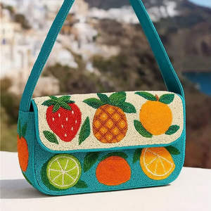 Bolso de Mano Artesanal de Lujo con Cuentas de Cristal Indias, Asa Tipo Baguette Colorida, Duradero, Accesorio de Moda Diaria, Bolso Tote - Product Image 4