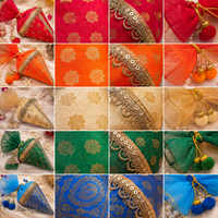 Cône en tissu brocart ethnique, cadeau de mariage, cône décoratif fait main, emballage de faveur, pour mariages indiens, Mehendi, Haldi, et événements festifs
