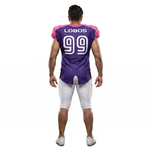 Camiseta de Fútbol Americano Rosa Personalizada al por Mayor, de Secado Rápido, de Malla de Poliéster Gruesa, con Impresión por Sublimación - Product Image 2