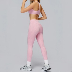 <b>Women's</b> Yoga <b>Suit</b> Gym Set High Waist Legging & Sports Bra with Print Front Logo for Fitness Running & Workout - Product Image 3