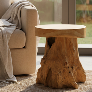 Pouf ARTERRA de style rustique haut de gamme pour hôtel, appartement, entrepôt – Tabouret en racine de teck fait main, durable et écologique - Product Image 3