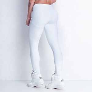 Leggings de Yoga de Cintura Alta para Mujer, Sin Costuras, Largos, Color Blanco Sólido, Spandex, Nailon, Cintura Elástica, Pantalones Deportivos - Product Image 1