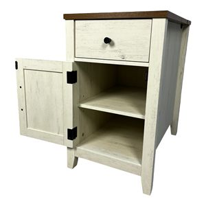 Comodino in Stile Rustico con Stazione di Ricarica, Cassetto con Anta Scorrevole e Spazio di Archiviazione per Camera da Letto e Soggiorno - Product Image 4