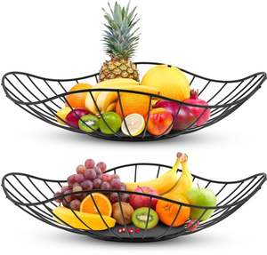 Panier à fruits de qualité supérieure en métal, finition noire, panier à fruits décoratif pour table à manger, comptoir de cuisine - Product Image 5