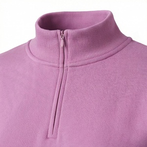 Ensemble en molleton 2 pièces pour femmes, sweat-shirt à demi-zip uni et short au-dessus du genou, coupe ample décontractée, vêtements de printemps et d'été - Product Image 4