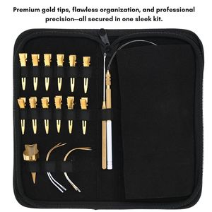 Hair Extension Tools Kit Stainless Steel Microbeads <b>Crimping</b> Plier Pulling Hook Loop Tool Parting Finger Rexine Case <b>Set</b> - Product Image 6