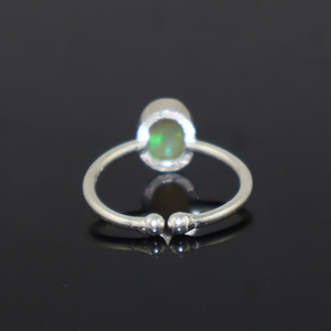 Anillo ajustable de plata de ley 925 con ópalo etíope natural de forma ovalada, estilo moderno, para mujeres y niñas. - Product Image 3