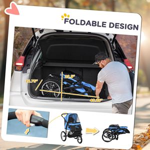 Blue Pet Stroller for Small Medium <b>Dogs</b> Adjustable Canopy Safety Tether Storage Basket <b>Button</b> Closure Aluminium Carriers - Product Image 6