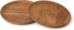 Planche de service ronde en bois d'acacia naturel, plateau de service alimentaire en bois, planche à charcuterie, plateau à fromage, assiette de dîner, cuisine - Product Image 1