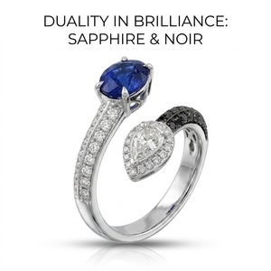 Bague en or 18 carats fiable avec saphir naturel et diamants, idéale pour les propriétaires de boutiques - Product Image 1