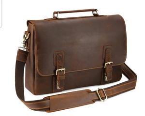 Sac à bandoulière pour ordinateur portable en cuir pleine fleur souple, vintage et léger, pour homme, type mallette ou sacoche - Product Image 2
