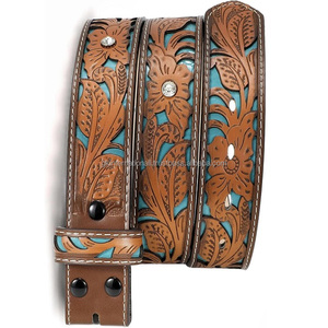 Cinturón de herramientas de cuero occidental con relieve a mano de último diseño personalizado para vaquero, correa de cuero tallado Premium para unisex - Product Image 3