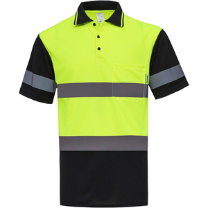 Polo de sécurité pour homme, bleu et noir, à blocs de couleur, avec bandes réfléchissantes, poche, séchage rapide, uniforme de travail, manches courtes - Product Image 6