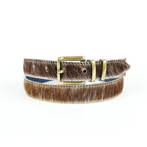 Ceinture en cuir véritable à motif vache avec boucle en laiton pour hommes, femmes et enfants - Product Image 1