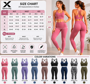 Ensemble de yoga 2 pièces pour femme, bretelles croisées, col rond, taille haute, longueur intégrale, sans couture, couleur unie, respirant, tenue d'entraînement - Product Image 6