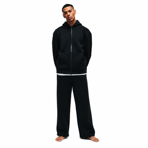 Conjunto Deportivo Personalizado para Hombre en Algodón Grueso |   Sudadera con capucha y cremallera completa y pantalones deportivos de pierna ancha |   Conjunto Deportivo Premium de Estilo Urbano - Product Image 3