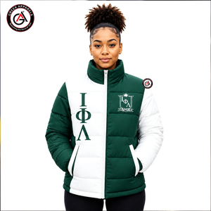 Veste matelassée respirante, coupe-vent et imperméable à capuche pour homme Iota Phi Lambda Embroidery Sorority Fraternity, collection printemps, en solde - Product Image 1