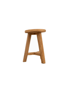 Tabouret rond en bois massif avec finition naturelle et structure de support robuste, idéal pour les restaurants, hôtels et cafés modernes - Product Image 3