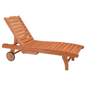 Lettino prendisole da giardino in legno di abete 183*58*36.5cm con ruote e cassetti, regolazione a due velocità, colore Burlywood - Product Image 6