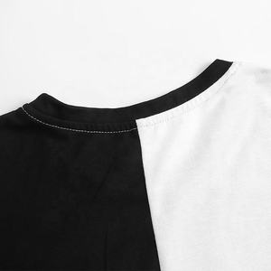 เสื้อยืดผู้ชายคอโอ แขนสั้น ผ้าถัก 100% คอตตอน ระบายอากาศดี สไตล์ลำลอง ออกกำลังกาย สตรีทแวร์ ลายตัดต่อสองสี - Product Image 3