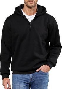 Sweat-shirt à capuche oversize pour homme, hiver, en molleton, avec fermeture éclair quart de tour, épaules tombantes, marron, style athlétique décontracté, 100% molleton - Product Image 4