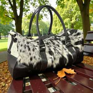 Sac de voyage en cuir véritable, style vintage, fermeture éclair, portable, grande capacité, léger, fait main - Product Image 4