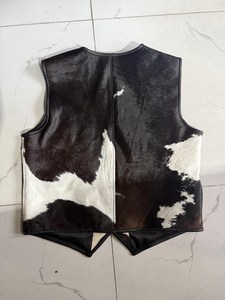 Gilet en cuir de vachette à poils, col en V, coupe-vent, haute qualité, personnalisé OEM, pour l'hiver - Product Image 3