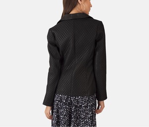 <b>Women's</b> Slim Racer Leather <b>Jacket</b> Woven Nylon Lining Breathable Windproof Long Stand Leather <b>Jackets</b> - Product Image 2