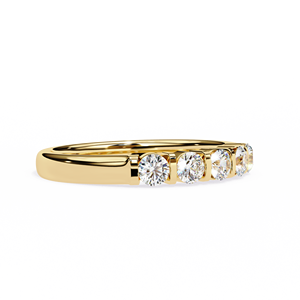 Anillo de Compromiso y Boda de Cinco Piedras con Diamante Cultivado en Laboratorio, Corte Brillante Redondo, Oro Sólido de 14K, HPHT CVD - Product Image 3