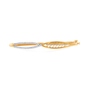 Elegant <b>Infinity</b> Leaf Diamond Gold Bangle <b>Bracelet</b> for Women - Product Image 2