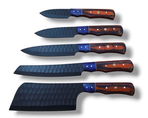Ensemble de couteaux de chef en acier inoxydable Nordic Forge, cinq pièces, manches en bois Pakka, fabrication artisanale OEM personnalisée, ensemble de couteaux de cuisine avec sac de transport - Product Image 1